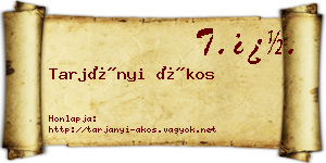 Tarjányi Ákos névjegykártya